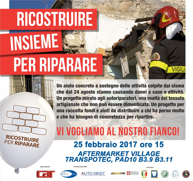 “Ricostruire per Riparare”: approda a Transpotec l’iniziativa solidale per aiutare carrozzerie e officine colpite dal terremoto