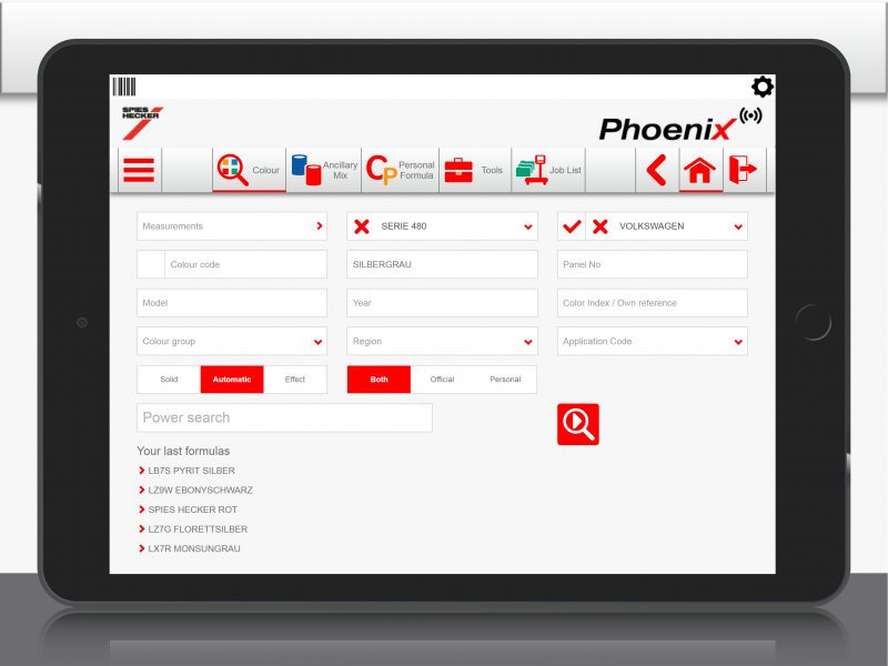 Phoenix: il software di gestione colore Spies Hecker ora disponibile come app