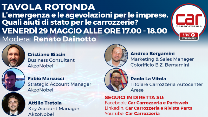 In Diretta con Car Carrozzeria: L’emergenza e le agevolazioni per le imprese. Quali aiuti di stato per le carrozzerie?