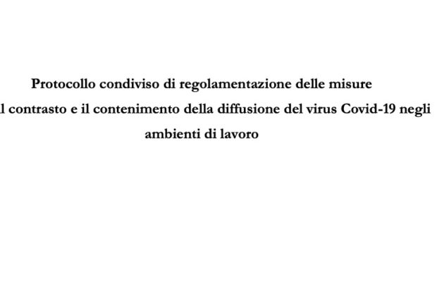 Covid-19: aggiornato il protocollo condiviso per la sicurezza negli ambienti di lavoro